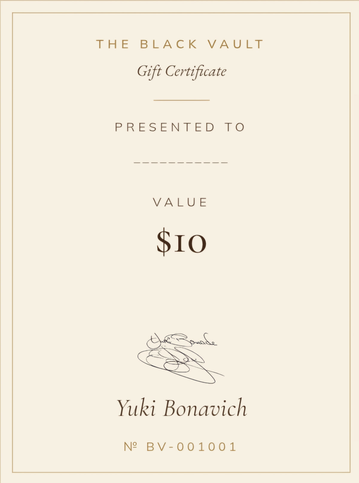 The Black Vault Gift Certificate